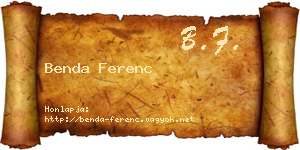 Benda Ferenc névjegykártya